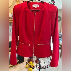 Calvin Klein Women's Zip-Up Jacket - boxer red w/golf zippers size 4